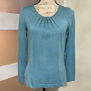 🍂Somers Blue Long Sleeve Cowl Neck Pleated Top
